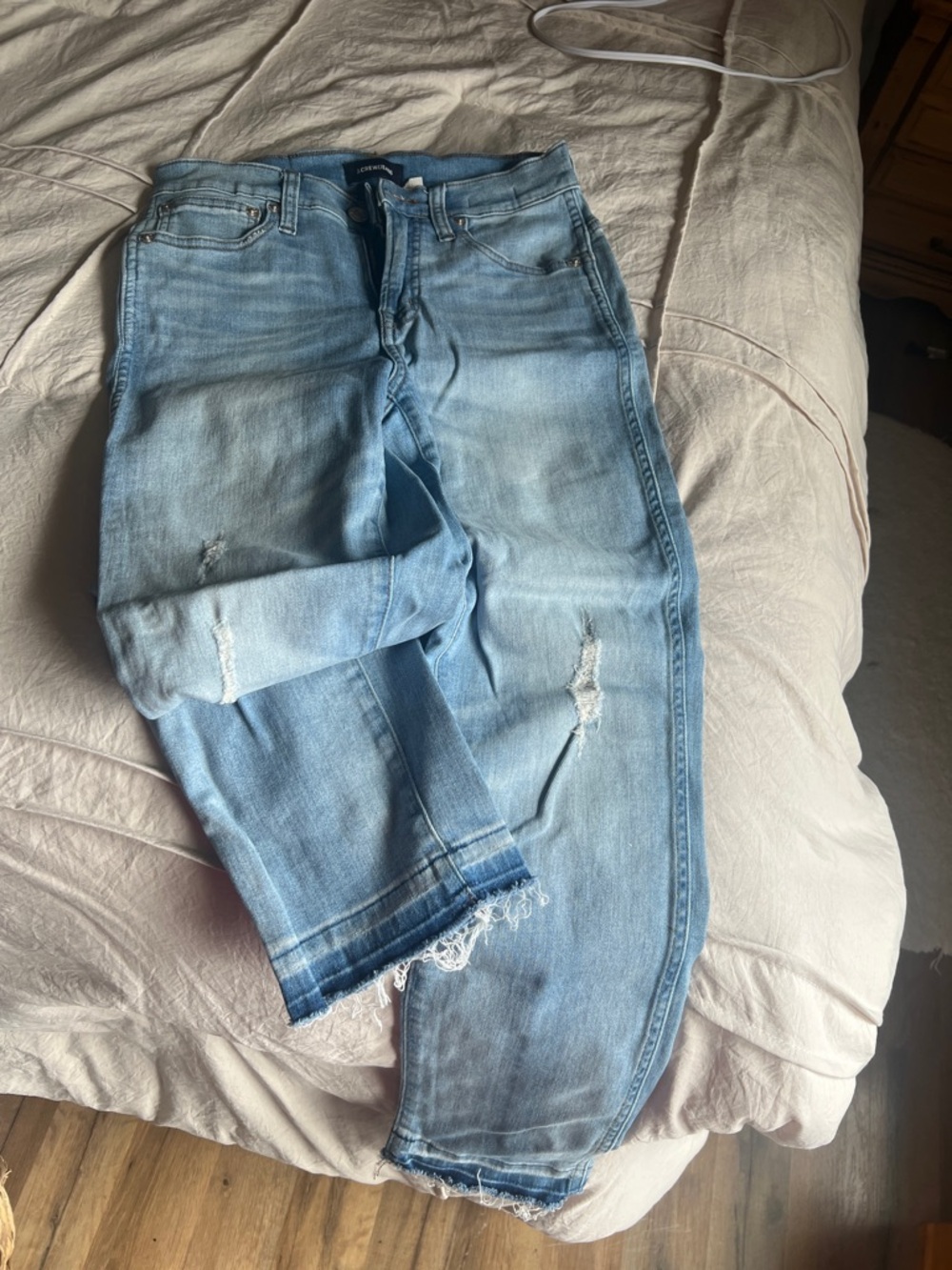 J. Crew Light Wash Cropped Distressed Jeans
